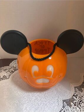 Disney MICKEY MOUSE -Halloween Light Up Trick Or Treat Bucket WORKS